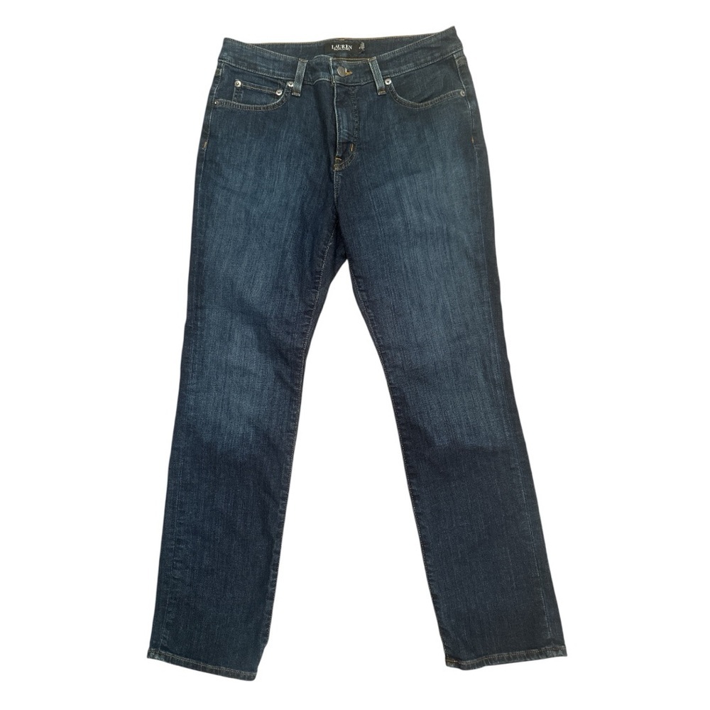 Lauren Ralph Lauren Blue Straight Leg Jeans Dark Wash 10 Petite Minimalist - Picture 2 of 11